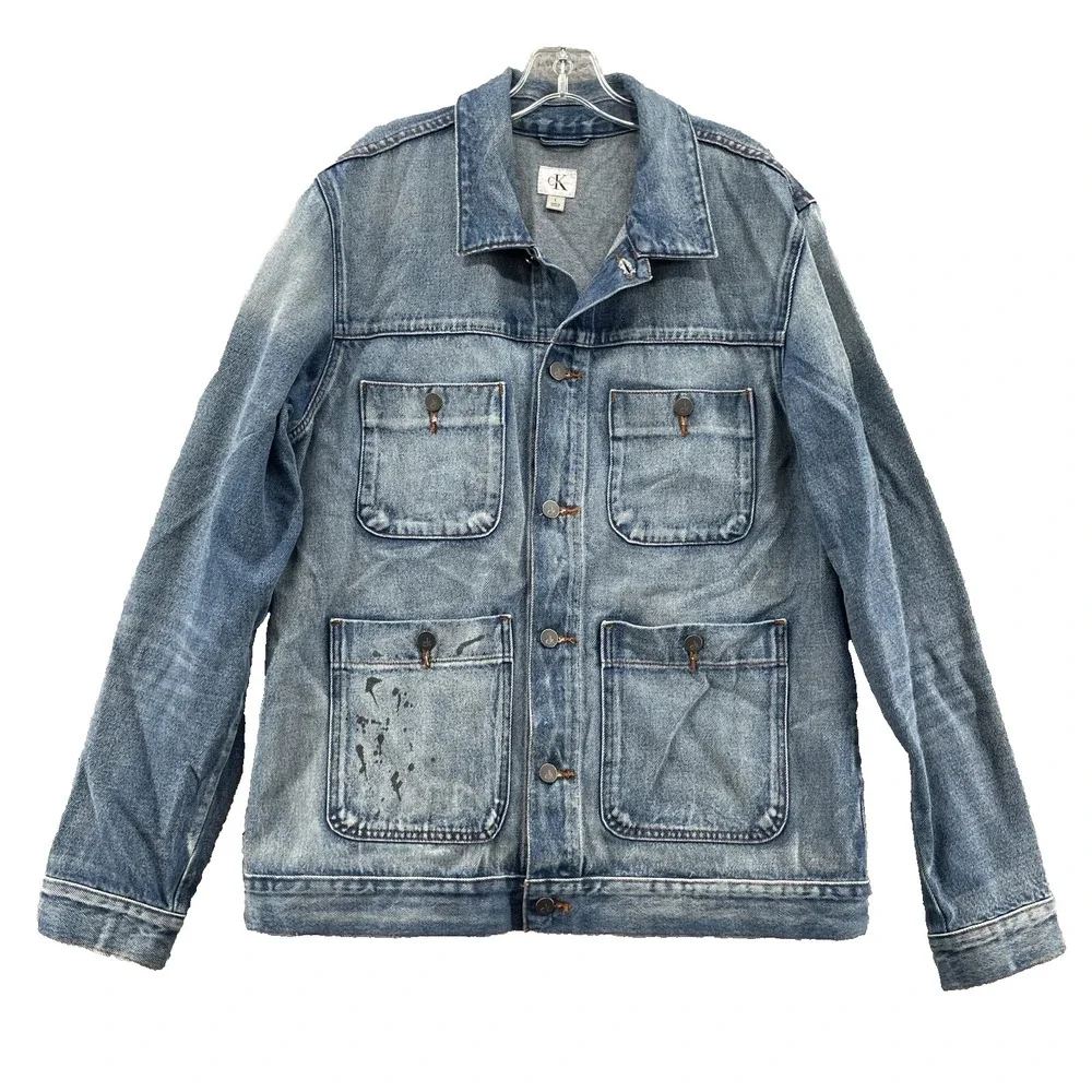 Calvin Klein Jeans Jacket Men Large Denim 90s Classic Streetwear Preppy Workwear